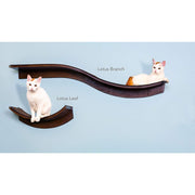 RefinedKind Pet Products Lotus Branch Cat Shelf, Large Wooden Wall Perch with Replaceable Berber Carpet, Mahogany, 61 in Long, LOT-BRAN-MA