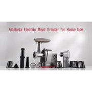 Fatabeta Electric Meat Grinder, 3000W Copper Motor, Sausage Filler, Kubbe Kit,Silver
