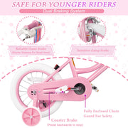 XJD Girls Bike for Toddlers 3-9 Years Old Kids 12 Inch Kids Bike with Training Wheels, Streamers