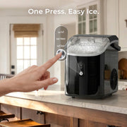 Goosiay Nugget Ice Maker Portable Countertop, 33lb Daily Output, Soft Chewable Pebble Ice, Stainless Steel Black, HZB-15N/S