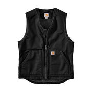 Carhartt Men's Washed Duck Sherpa-Lined Vest, Heavyweight Cotton, Full Zip, Black, XX-Large, 104394-BLK