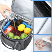 AOWOO Insulated Lunch Box with Ice Pack, 15L Double Deck Leakproof Cooler Bag, Water-Repellent Oxford Polyester, Includes Two Reusable Ice Packs