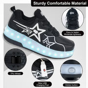 Kofuboke 24021 Convertible Roller Skate Shoes 2 in 1 with Detachable Wheels, Black ,White, 1