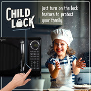 Nostalgia Retro Microwave Oven, 0.7 Cu Ft Capacity, 700W Countertop, Black, 8 Auto Cook Programs