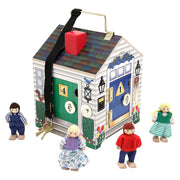 Melissa & Doug 2505 Take-Along Wooden Doorbell Dollhouse Keys, 4 Poseable Wooden Dolls