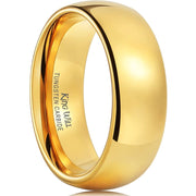 King Will Men's 8mm Tungsten Carbide Ring, Gold Plated Domed Polished Finish, Comfort Fit, Size 13