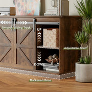 Vineego Rustic Modern TV Stand for 65-Inch TVs - Entertainment Center with Storage Cabinet & Sliding Barn Door Design,Oak