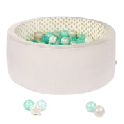 Battat Hop In Ball Pit Cozy Colors Foam, Collapsible Indoor Toddler Ball Pit with 68 Multicolor Crush-Resistant Balls, Gray and Mint