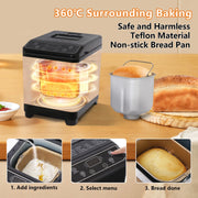KBS MBF-070 IC 20-in-1 Fully Automatic Bread Maker Machine with Ice Cream Menu, 15-Hour Delay Timer, Black