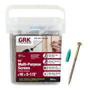 GRK Fasteners R4 Multi-Purpose Framing Screws, #10 x 3-1/2 in, Yellow Zinc Coated, 300 Count