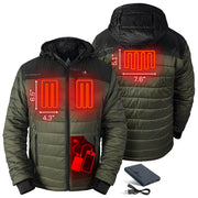 ActionHeat 5V Men's Poconos Battery Heated Puffer Jacket W/ Hood- Olive Green and Black, M