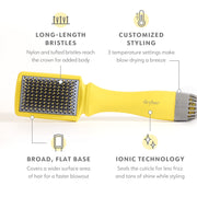 Drybar The Smooth Shot Paddle Brush Blow-Dryer, Ionic Technology, 3 Temperature Settings, Yellow, 900-3605-4