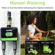 RainPoint Smart Bluetooth Hose Timer, 2 Outlet Watering Controller, App Control, Green