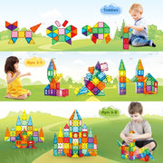 FunMagic Magnetic Tiles 120-Piece Educational Building Blocks Set, STEM Learning Toy - Ages 3-8