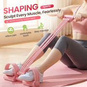 Unbranded 8-Tube Pedal Resistance Band with Handle, 3-in-1 Multi-Function Exercise Band for Foot Pedal Pull, Back Stretch, Chest Expansion, Pink