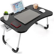 VINAUO Foldable Lap Desk, 23.6in Extra Large Laptop Bed Tray Table with Drawer, Black