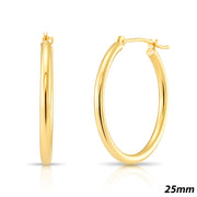 Tilo Jewelry 10K Yellow Gold Classic Polished Round Hoop Earrings, 25mm (1 Inch), Click-Top Closure