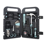 Hyper Tough 8UJ0059A 40-Piece Household Tool Kit with Soft Grip Handles, Seafoam Green, Portable Hard Plastic Case