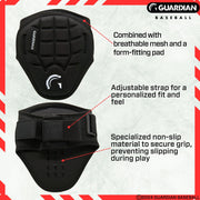 Guardian Baseball Batters Protective Elbow Guard, Lightweight Flexible Shell, Adjustable Strap, Non-Slip Fabric, Unisex, Black, 1 Pack