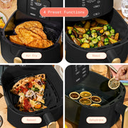 Beautiful 19668 6 Qt Air Fryer with TurboCrisp Technology, EverGood Ceramic Nonstick Coating, Black Sesame