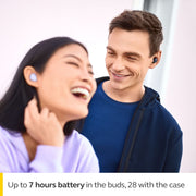 Jabra True Wireless Earbuds, Elite 3, Noise Isolating Fit, 4-Mic Call Technology, Navy, Up to 28 Hours Battery