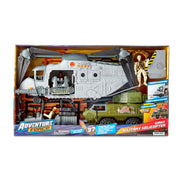 Adventure Force 85525 Giant Military Helicopter Play Set, 37 Pieces, Tilt-Rotor Helicopter with Spinning Blades, 6-Wheel Armored Vehicle, ATV Tactical Vehicle, 3 Action Figures, Gray/Green/Black