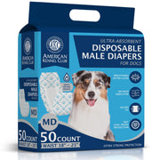 American Kennel Club Male Dog Wrap Disposable Diapers with Wetness Indicator, Medium Waist 18-25 in, 50 Count AKC70012
