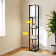Outon OUTON-FL-63.7-BLK 63.7'' Floor Lamp with Shelves, RGB Lamp, USB Ports & Power Outlet, Remote Control - Black