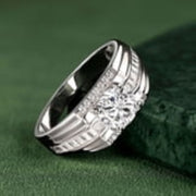 Newshe Jewellery 2 Ct Men Moissanite Wedding Bands 925 Sterling Silver Rings, Size 8 - Lightweight