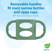 Dr. Brown's Milestones Narrow Sippy Spout Baby Bottle with 100% Silicone Handles, Soft Spout, 8oz, 2 Pack, Black & Ecru, BPA Free, 6m+