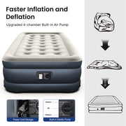 iDOO Twin Size Air Mattress, 18in Thick Inflatable Airbed with Built-in Pump, Waterproof PVC, 560lb Max Load, Gray