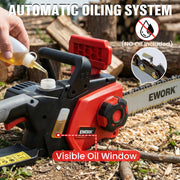 EWORK Electric Chainsaw, 16-Inch Bar, 15 Amp Motor, Tool-Free Chain Tension, Automatic Oiling, Low Kickback, Rear Handle, Black and Red