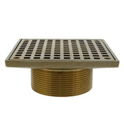 Jones Stephens 3-1/2 IPS Metal Spud with 6 Polished Brass Square Strainer, Modern Style, Brass Construction, D60961