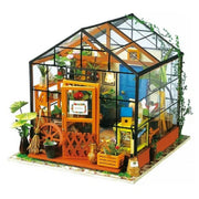Hands Craft DG104 3D Dollhouse Wood Puzzle, Miniature Miller's Garden LED Cathy's Flower House