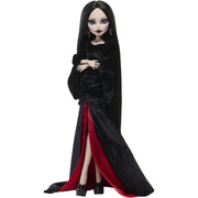 Monster High Morticia Addams Collector Doll, Black Velvet Gown with Crimson Satin Underskirt, Accessories, Stand, 11.22 in, 2LH06XI24W02
