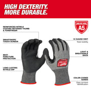 Milwaukee 48-73-7154E Cut-Resistant Dipped Gloves, Cut Level A5, Nitrile, Rough, 2XL Pack of 12