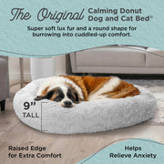 Best Friends by Sheri Original Calming Donut Dog and Cat Bed, Lux Faux Fur, Gray, Extra Large 45in, 4900