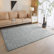 Better Homes & Gardens Diamond Faux Fur Bedroom Rug, Gray, 5 x 7 ft, Non-Slip Backing, Low Pile