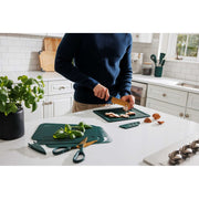 Thyme & Table 20-Piece Cutlery Set, Stainless Steel Blades, Green Handles, Includes Kitchen Shears and Cutting Board