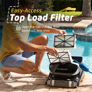 Dolphin Robotic Automatic Pool Cleaner, Wi-Fi Enabled, Wall-Climbing Scrubber Brush, Top-Load Cartridge Filter, For In-Ground Pools up to 50 ft, White and Black, Explorer E25