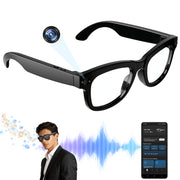 Aptkdoe AI Smart Glasses with 8MP Anti-Shake Camera, 1080P Video Recording, Real-Time Translation in 24 Languages, ENC Noise Reduction, Open-Ear Stereo Audio, White Rectangle Frame, M01