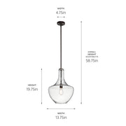 Kichler 42046OZ Everly Olde Bronze Modern/Contemporary Clear Glass Teardrop Pendant Light