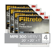 3M 302-4-JU Filtrete 20x20x1, MERV 5, Dust Reduction HVAC Furnace Air Filter, 300 MPR, 4 Filters