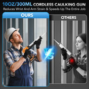 SPBTAR Cordless Caulking Gun, Battery Powered, 10oz Capacity, 4 Adjustable Speeds, Anti-Drip, LED Light, Includes 2x 2.0Ah Batteries and 20 Silicone Caulking Tools, Orange