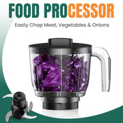 LINKChef Smoothie Blender 3-in-1 Food Processor Combo with 57oz Capacity, 450W Motor, Grinder and Chopper, Black