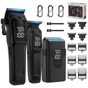 CshidWorld PCTE008BL 3 in 1 Hair Clipper Beard Trimmer and Electric Foil Shaver Set with LED Display, Black