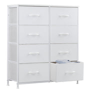 Yangming 8 Drawer Fabric Dresser White Storage Organizer for Bedroom and Entryway
