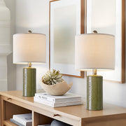 Oneach Modern Table Lamp Set of 2 for Living Room 20.25  Farmhouse Green Ceramic Bedside Nightstand Lamps for Bedroom