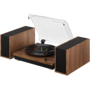 Crosley Riff Bluetooth 3-Speed Vinyl Record Player Turntable with 20W Stereo Speakers, Six Modular Layouts, Walnut