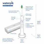 Waterpik Sensonic Sonic Electric Toothbrush, Rechargeable, 3 Modes, Contoured Bristle Pattern, Gray, STW-03W027